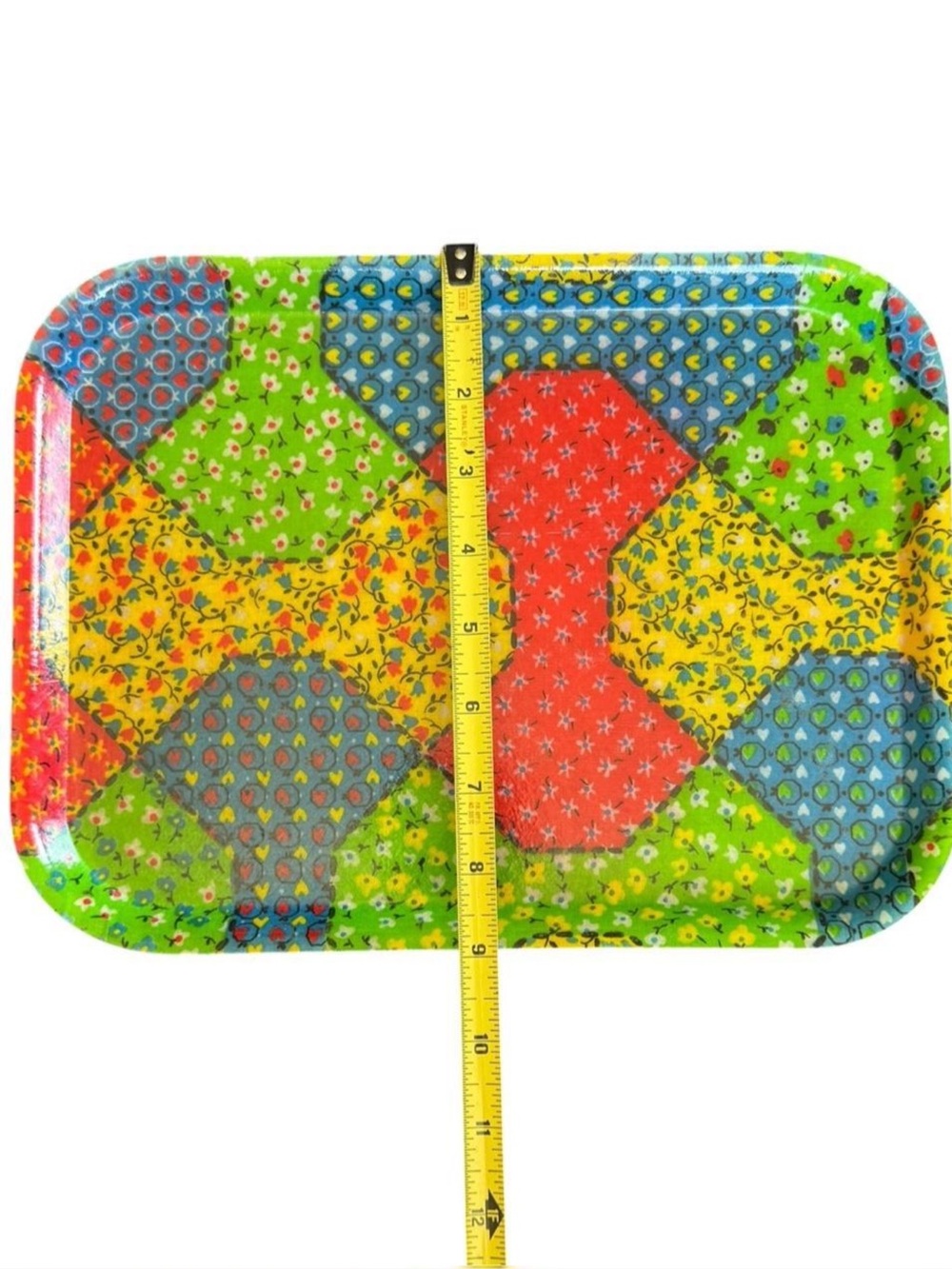 Vintage Traymold Fiberglass Colorful Patchwork Serving Tray - Picture 4 of 5